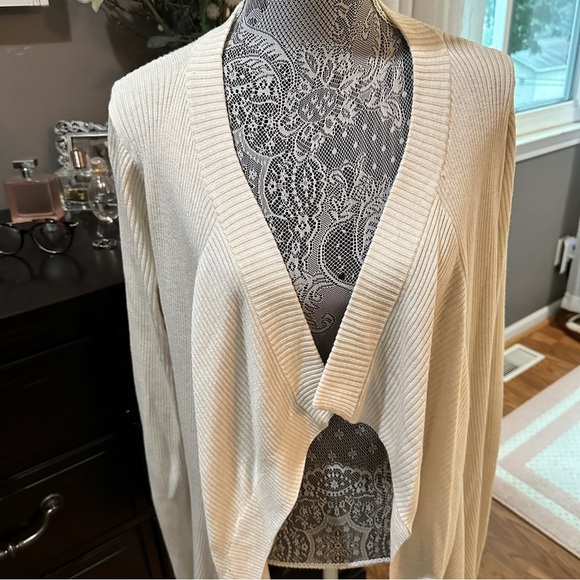 Lululemon Ribbed Wrap It Up Cardigan Sweater Beige Open Front Longline Size 12 - Picture 5 of 16